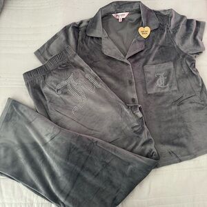 Juicy Couture grey velour pajama set. Brand new with tags.